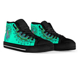 Peacock Mandala, Turquoise Teal Green high top