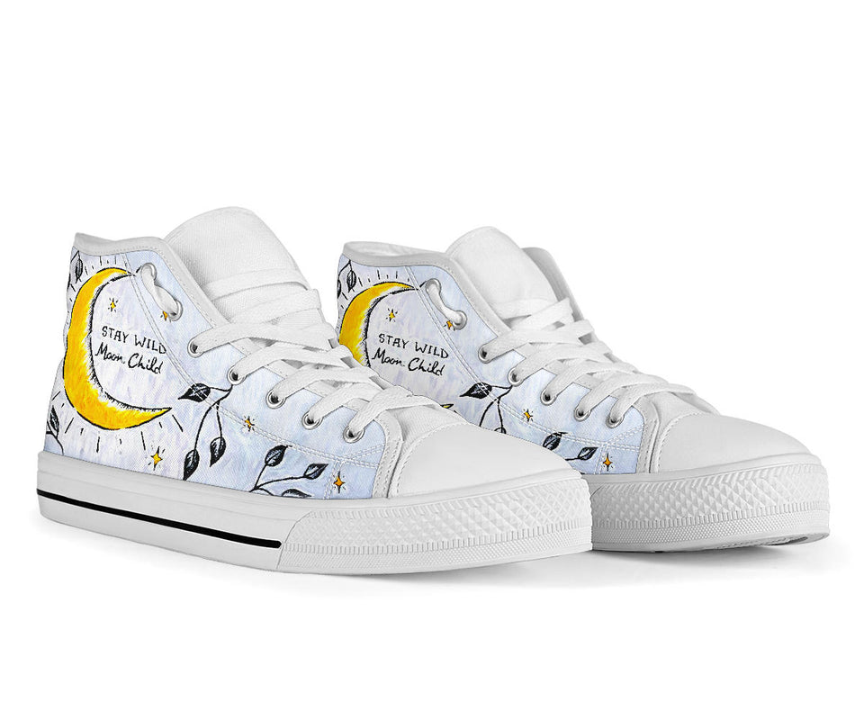 Stay Wild Moon Child  Golden Moon hand painted shoes