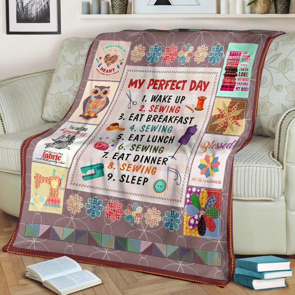 My Perfect Day, I Love Sewing Blanket copy
