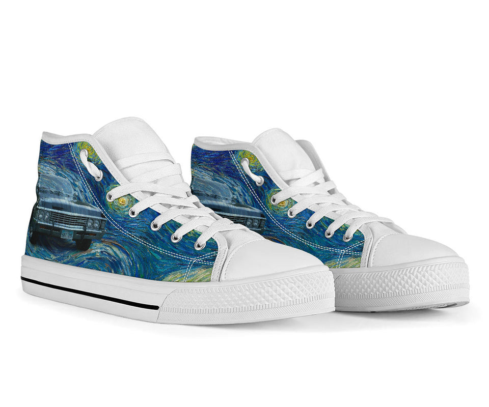 Supernatural Custom Sneakers, Chevrolet Impala Custom Shoes, Hand Painted Shoes, High top