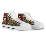 Santa Muerte Custom Sneakers, Sugar Skull Custom Shoes, Santisima Muerte Hand Painted Shoes