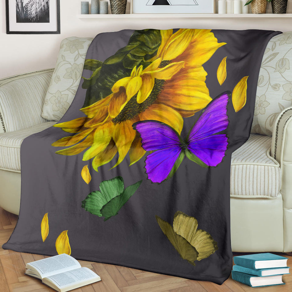Butterfly Sunflower Blanket