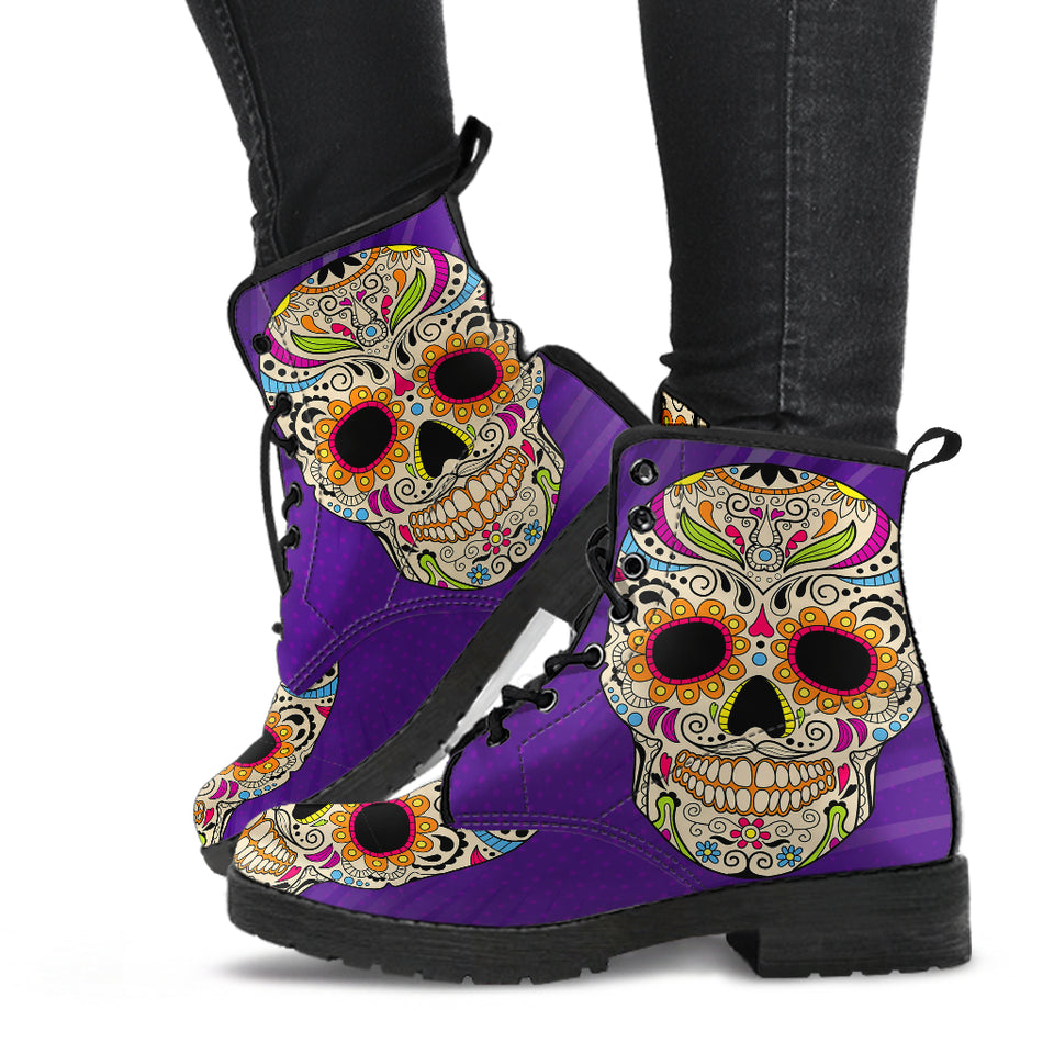 Sugar Skull, Dia De los Muertos, Women's Boots, Vegan Leather, Combat Style Boots, Lolita Combat Boots, Day Of The Dead