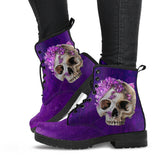 Crystal Skull, Gothic Hiking Boots, Women's Boots, Vegan Leather, Combat Style Boots, Emo Punk Boots, Goth Winter Boots