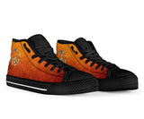 Orange Peace Sign, Womens Leather Boots, Handmade Crafted