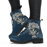 Mexican Sugar Skull, Dia De los Muertos, Women's Boots, Vegan Leather, Combat Style Boots, Lolita Combat Boots, Day Of The Dead