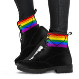 Heart Pride, Vegan Leather, Multi Colored, Hippie, Handmade Boots, Pride Flag