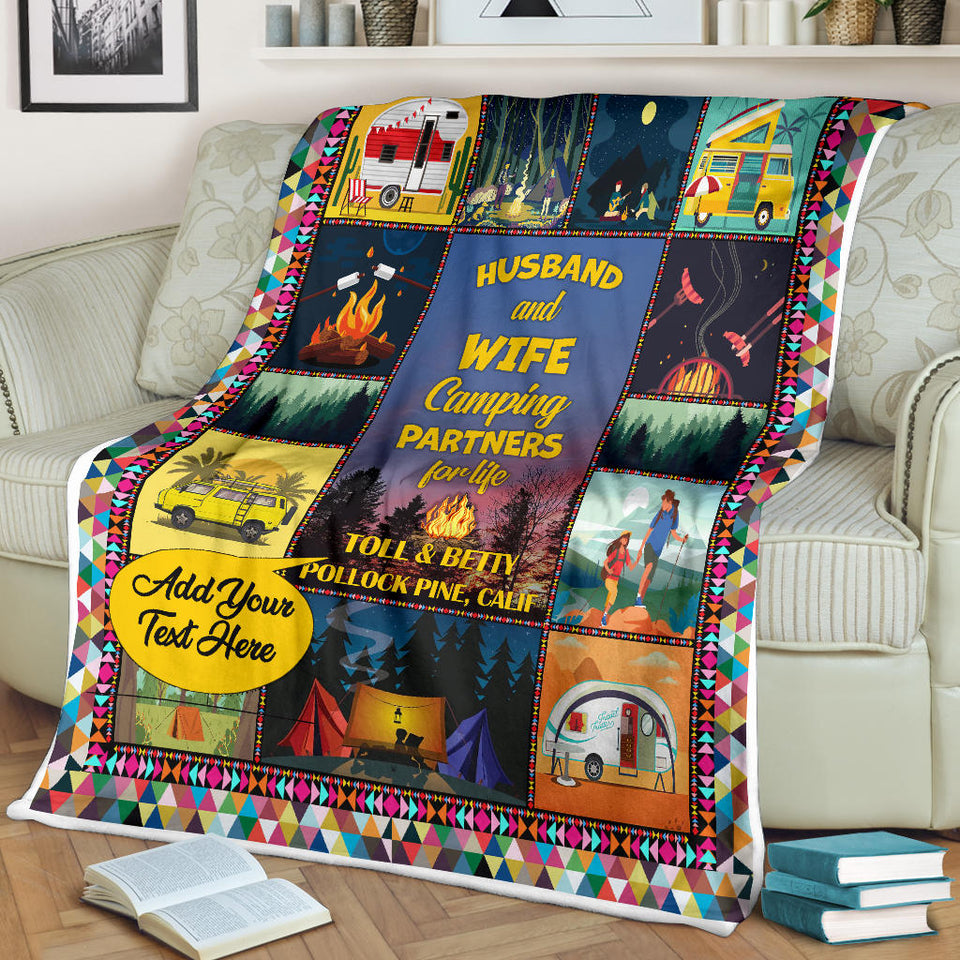 Husband and Wife Camping Partners for Life Quilt