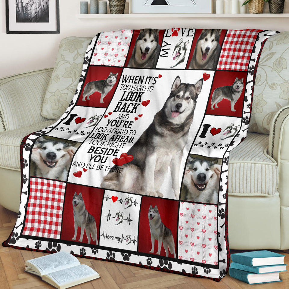 Husky Dog Fleece Throw Blanket Quilt I will always be by your side