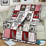 Husky Dog Fleece Throw Blanket Quilt I will always be by your side
