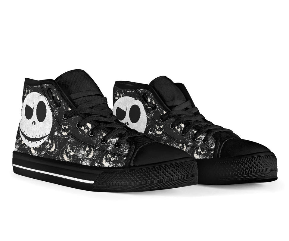 Nightmare Before Christmas High Top Sneaker, Jack Skellington Unisex Black Shoes Black