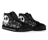 Nightmare Before Christmas High Top Sneaker, Jack Skellington Unisex Black Shoes Black
