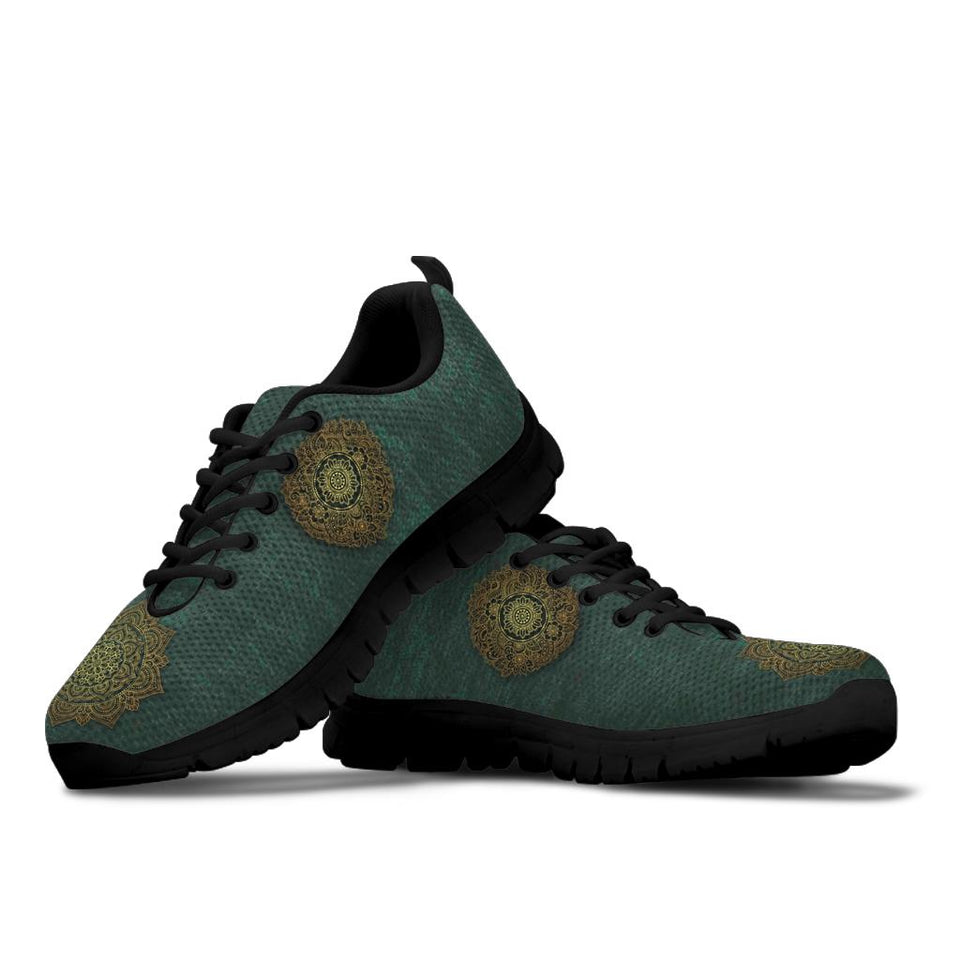 Green Mandala Boots, Leather Boots Women