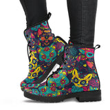 Skull Cat, Leather Shoes, Womens Skull Boots, Vegan Leather Boots, Winter Boots, Rain Boots Womens, Bohemian Shoes, Hippie Boots - up lai