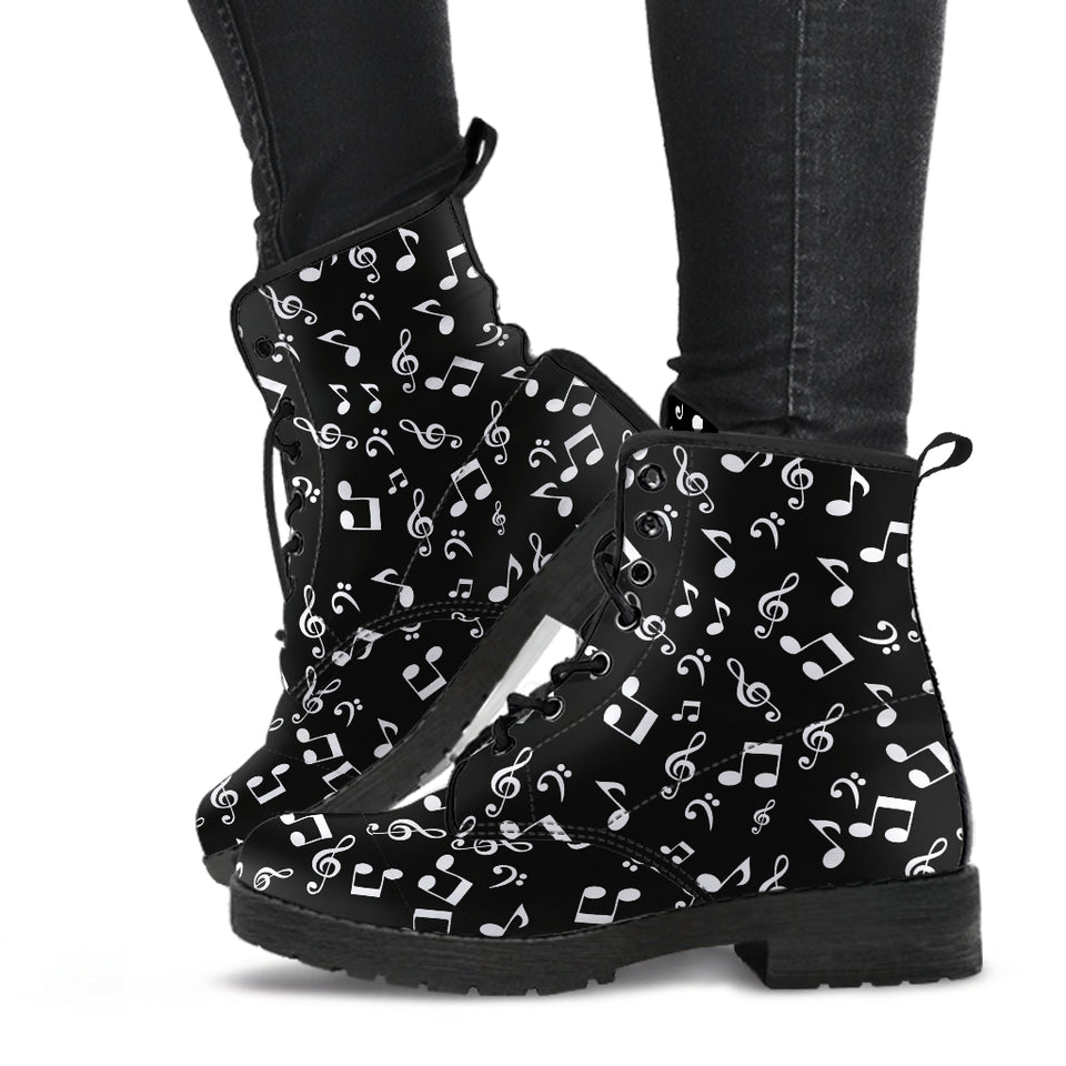 Music Notes, Treble Clef Musican, Women's Boots, Vegan Leather, Combat Style Boots, Instruments Score, Sheet Music Band, Classical Music