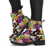Kawaii Cat Halloween Women's Canvas Boots, Halloween Boots