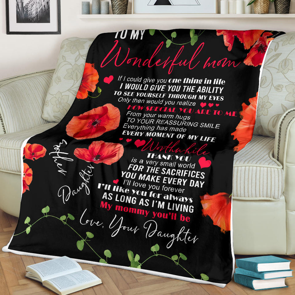 to My Wonderful MOM Blanket, to My Mom Blanket, to My Wonderful MOM How Special You are to ME 3D Pattern Custom Fleece Photo Blanket Fan Gift for Mom Mother - PL