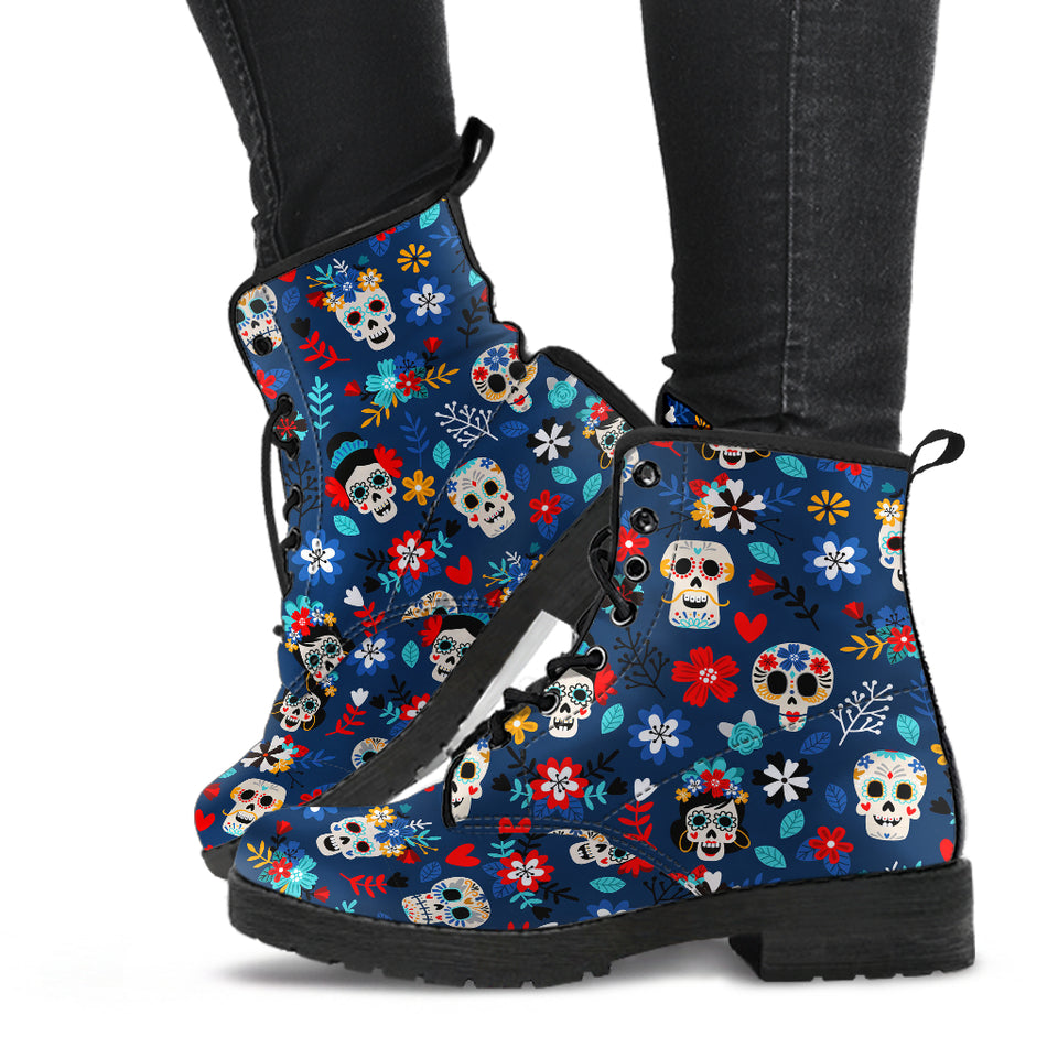 Womens Skull Boots, Womens Vegan Boot, Sugar Skulls, Leather Shoes Women, Winter Boots Women, Womens Rain Boots, Walking Boots Women