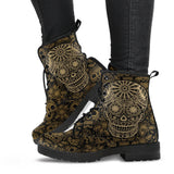 Sugar Skull, Womens Leather Boots, Handmade Crafted, Vegan Leather, Streetwear, Rain Boots, Hippie, Spiritual, Custom Printed, Classic Boot