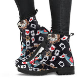 Alice In Wonderland Boots Psychedelic Combat Boots  Trippy Steampunk Alice Boots for Women  Optical Illusion Womens Combat Boots