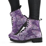 Purple Butterfly, Leather Boots Women, Vegan Leather, Hippie Boots, Handmade Crafted, Rain Boots, Womens Winter Boots, Lace Up Boots