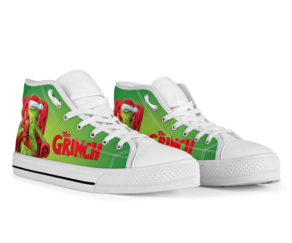 Grinch Christmas High Top, The Grinch Canvas Shoes Grinch Unisex Hightop Sneaker