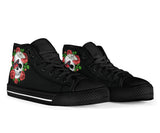Skull and Roses, Gothic Hiking High Top Shoes - up lai