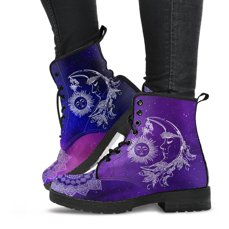 Sun Moon, Handcraft Boots, Womens Boots, Leather Shoes, Vegan Boots