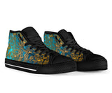 Gold Floral, Vegan Leather, Streetwear, Womens Leather Boots