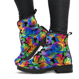 Colorful Floral, Womens Leather Boots
