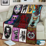Skull Cat Blanket Cat Kitten Sugar Skull Quilt copy