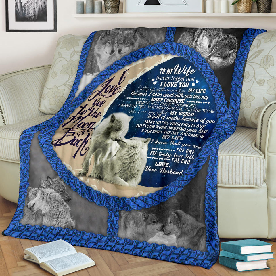 To My Wife I Love You To The Moon And Back Blanket
