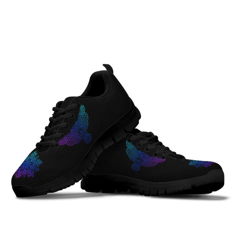 Owl Blue Purple, Womens Leather Boots SNEAKERS
