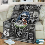 Oakland Raiders Quilt Blanket Fleece Sherpa Throw Blanket