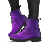 Purple Sun And Moon, Leather Boots Women, Handcrafted Boots, Vegan Leather, Sixties Mandala, Bright Colorful