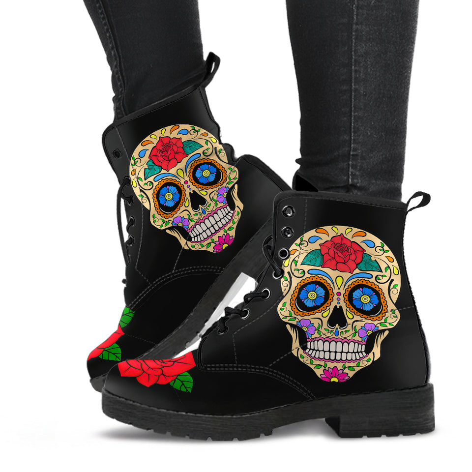 Sugar Skull, Womens Leather Boots, skul Boots, Handmade Shoes, Womens Winter Boots, Womens Rain Boots, Womens Casual Boots, Bohemian Shoes