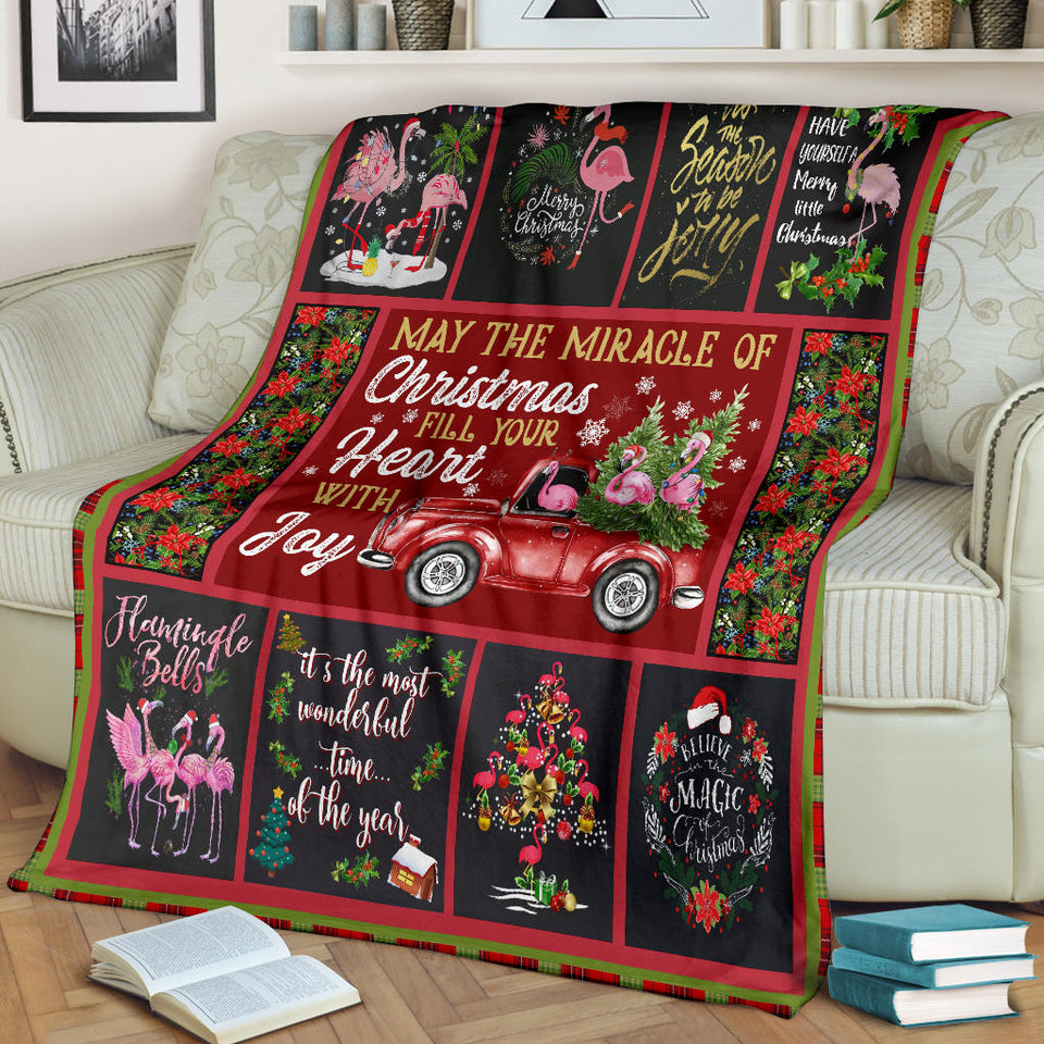 Merry Christmas Flamingo Blanket