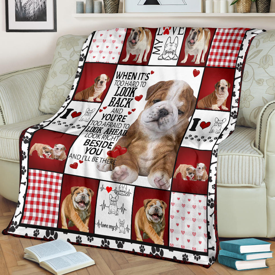 Bull Dog Fleece Throw Blanket Quilt I will always be by your side