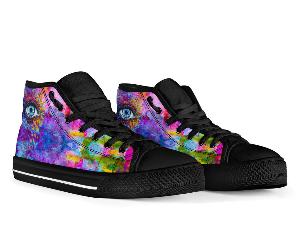 Rainbow Eye, Womens Leather Boots high top