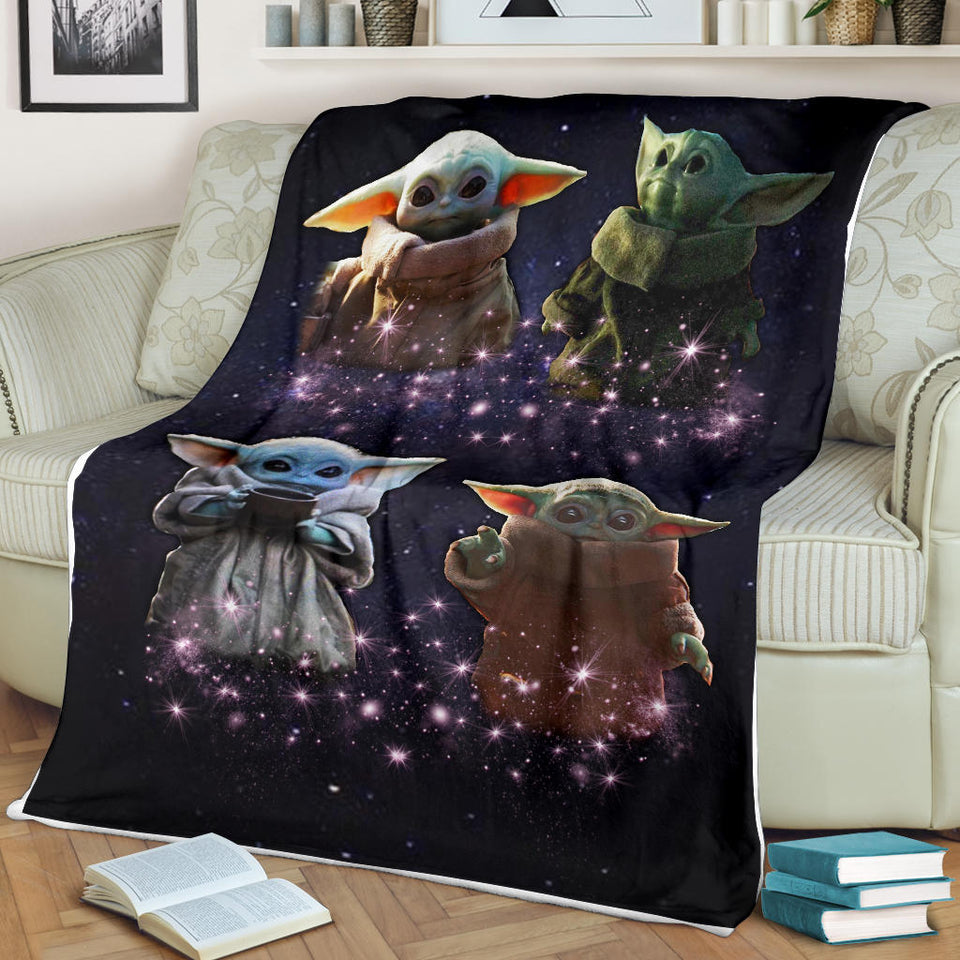 Baby Yoda Blanket, Star Wars Blanket - Cozy Plush Fleece, Sherpa Blanket (White) - PL