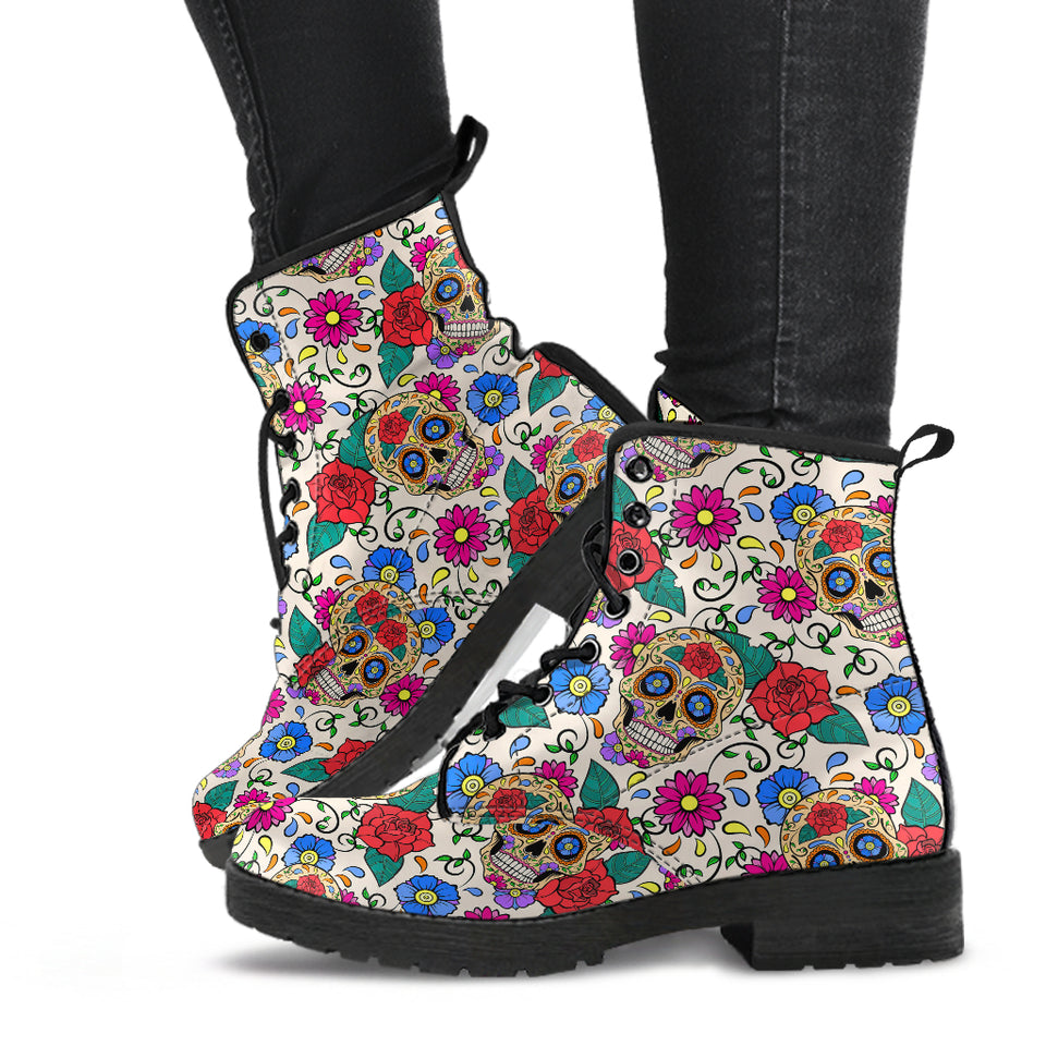 Colourful Skull, Leather Shoes, Womens Skull Boots, Vegan Leather Boots, Winter Boots, Rain Boots Womens, Bohemian Shoes, Hippie Boots