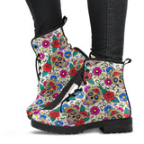 Colourful Skull, Leather Shoes, Womens Skull Boots, Vegan Leather Boots, Winter Boots, Rain Boots Womens, Bohemian Shoes, Hippie Boots