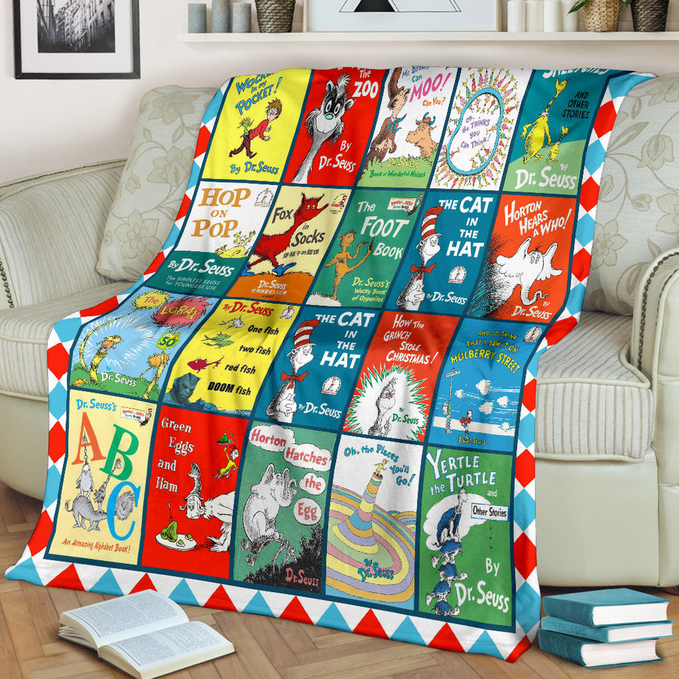 Dr.seuss Books Blanket Version 2