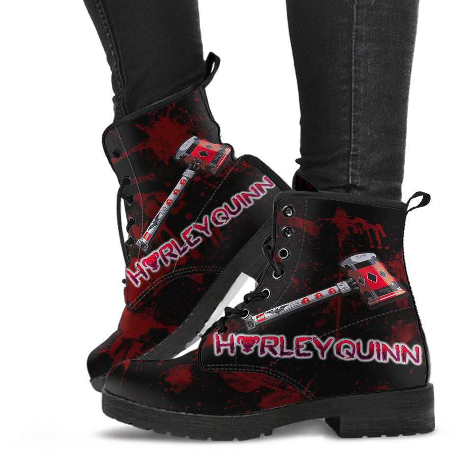Harley Quinn Neon Sign Women's Canvas Boots