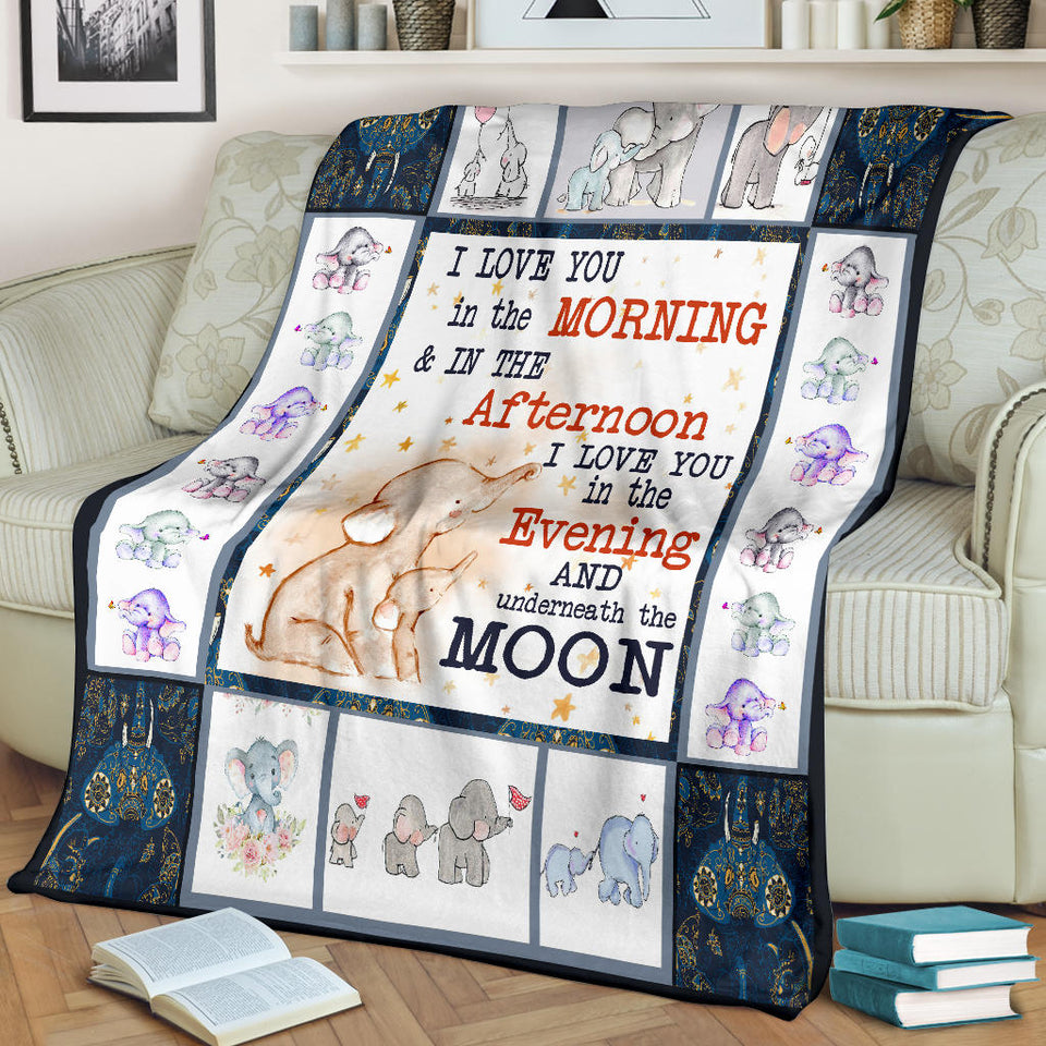 Elephant Blanket I love you in the morning and in the afternoon Quilt copy