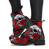 Skull Rose Design, womens Leather Shoes, skull boots women, Handmade Shoes, Womens Winter Boots, Rain Boots women, Bohemian Style