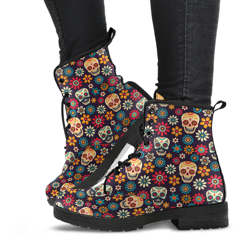 Sugar Skull Boots, Womens Skull Boots, Handmade Shoes Women