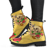 Polar Boots, Sugar Skull, Women's Boots, Yellow Color, Lace Up Boots