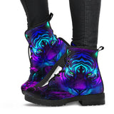 Tiger Neon Purple, Safari Techno, Women's Boots, Vegan Leather, Trippy Acid Neon