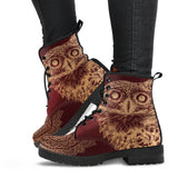 Golden Owl, Mandala, Hippie, Women Leather Boots, Streetwear, Handmade crafted, Vegan Leather, Dream Catcher, Women Girl Gift, Classic Boot